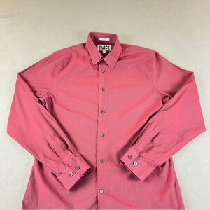 Express Men's Deep Red Button-Up Dress Shirt